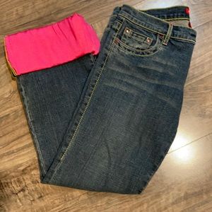 Pink satin cuffed jeans!